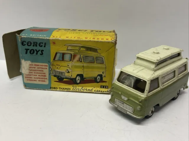 Corgi Original  Toys No 420 Ford Thames Airborne Caravan Used