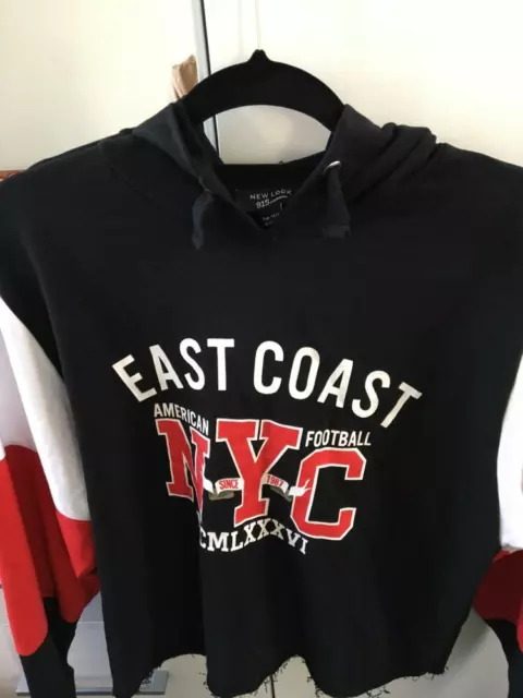 H&M hoodie girls size 14/15 yrs NYC logo used black/red colour cropped