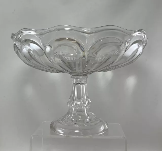 Rare EAPG Loop Pattern Flint Glass Pedestal Bowl /Compote Circa 1840s 11”