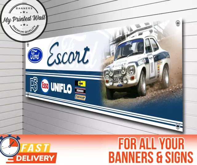 Ford Escort MK1  Rally Car Banner for Garage, workshop, PVC Banner Sign - LARGE