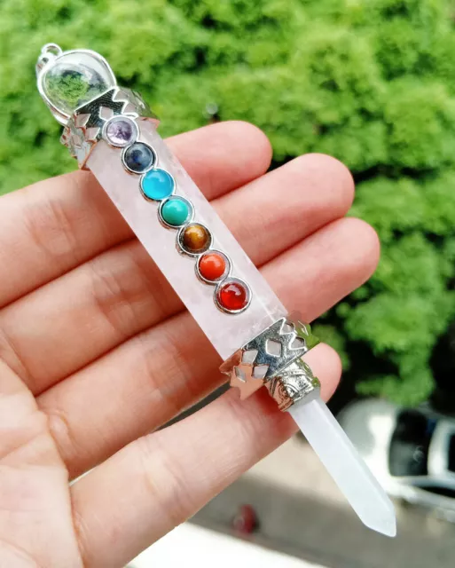 Natural Rock Quartz Stone Pendant Chakra Energy Reiki Healing Amulet
