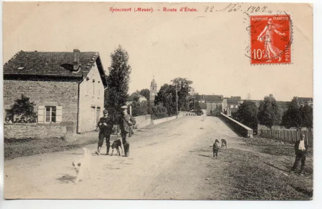 SPINCOURT - Meuse - CPA 55 - Chasseurs Route d' Etain - Pli Central trés leger