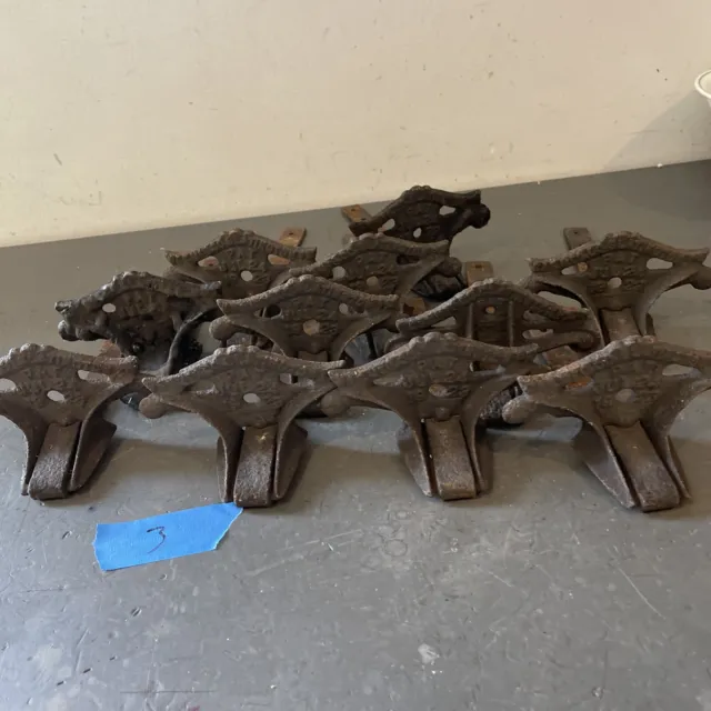 Lot of 11 Vintage Cast Iron Snow Birds Roof Guards, Architectural Salvage Hooks