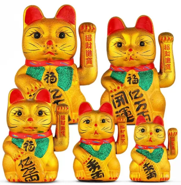 7", 8" ou 10,3" Céramique Statuette Chat porte bonheur Maneki Neko Figurine 3