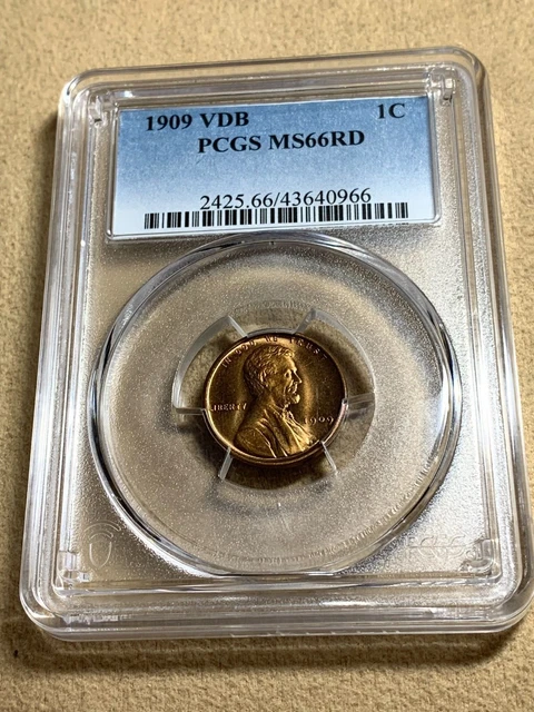 1909 VDB Lincoln Cent 1c, PCGS MS-66 RD, RED, LINCOLN WHEAT CENT