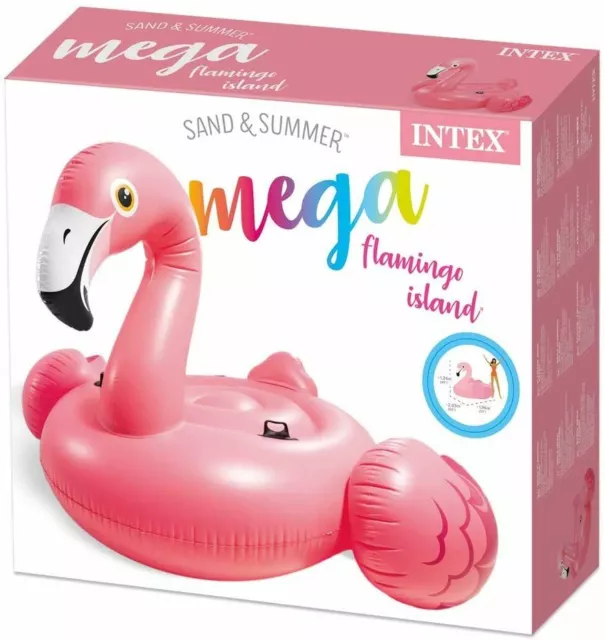 Intex Mega Giant Pink Inflatable Flamingo Pool Float Island Ride-On for Pool