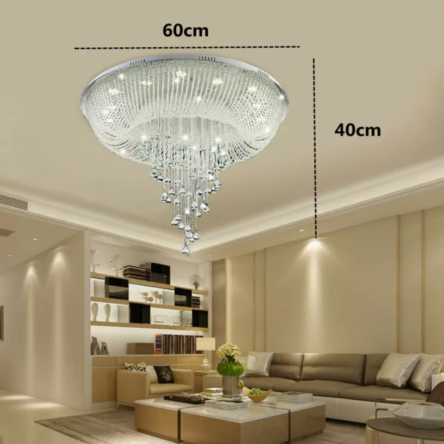 60cm Kristall GU10 Deckenleuchte Deckenlampe Kronleuchter Anhänger Wohnzimmer