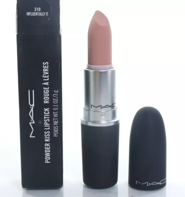 Lápiz labial mate Mac Powder Kiss 310 Influentially it tamaño completo desnudo.