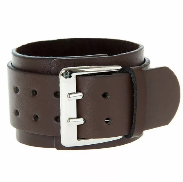 Punk Cool Men Womens Wide Genuine Leather Belt Bracelet Cuff Wristband Bangle I