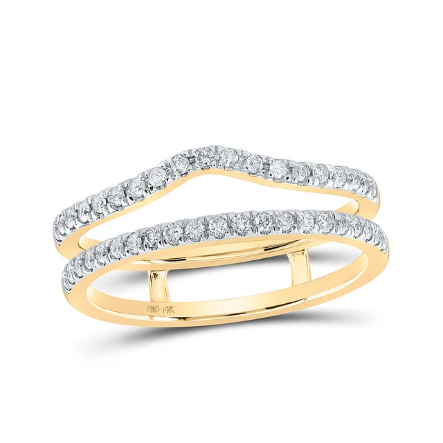 14K Yellow Gold Womens Round Diamond Wrap Enhancer Wedding Band 1/3 Cttw