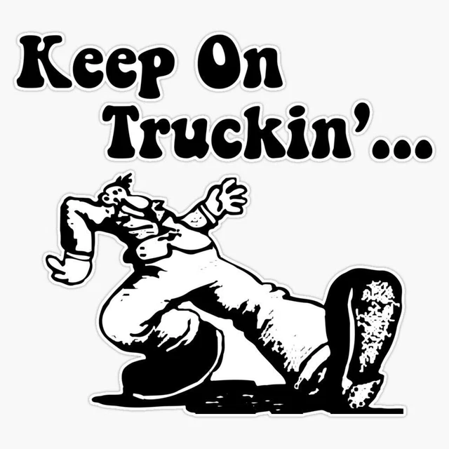 Keep On Truckin - Black Bumper Sticker Window Vinyl Decal 5&quote;
