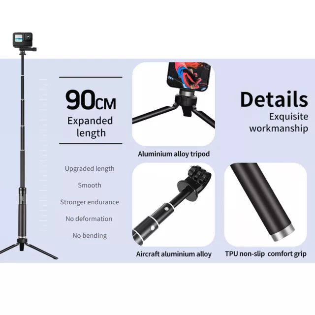 Handheld Extendable Selfie Stick Monopod  Alloy Holder D4G7 3