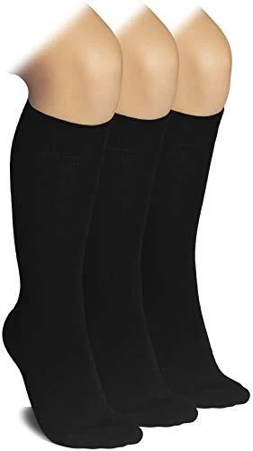 Kids Bamboo School Socks | Knee High School Uniform, Black, Size 9.0 vIyO