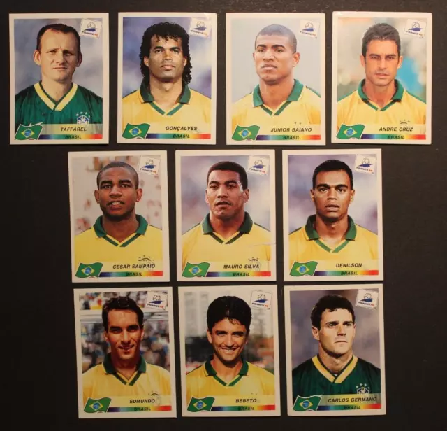 ♣ PANINI FIGURE WC FRANCE 98 1998 ♣10 BRAZILIAN Stickers ♣