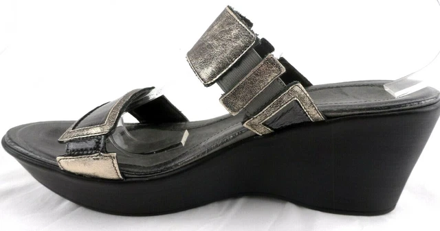 Naot Grey Pewter Double Strap Slide Wedge Sandal EU 41 US 10-10.5 MSRP $180 3