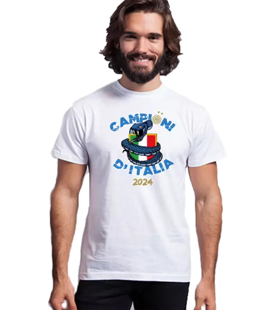 T-shirt Uomo Bambino Inter Campioni D'Italia 2024 Amala Biscione Beneamata Relax