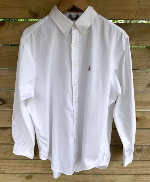 Ralph Lauren Classic Fit Shirt White Button Down Long Sleeve Size 17 1/2
