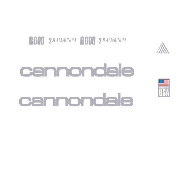 Cannondale R600 Bicycle Frame Stickers - Decals: Silver. n.50