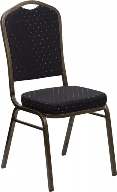 10 PACK Banquet Chair Black Patterned Fabric Restaurant Chair Crown Back Stack