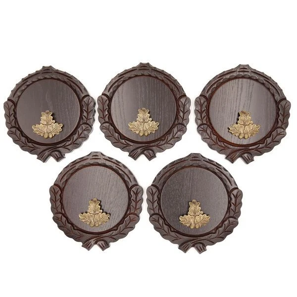 5 Pieza Keilerschilder Tallado Oscuro Af 14 CM Con 5x Hoja de Roble Portada