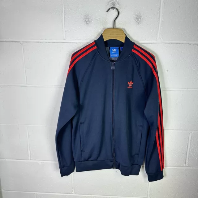 Adidas Jacket Mens Medium Blue Red Firebird Trefoil Originals Striped Adi Y2K