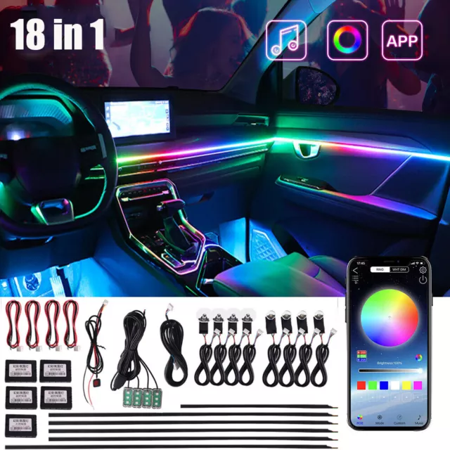 APP RGB Innenraum Ambient Streifen Lichtfaser Auto Atmosphäre Dekor Lampe Kit