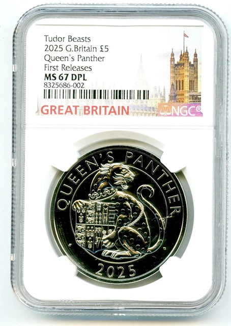 2025 GREAT BRITAIN 5Pd Queen's Panther Ngc Ms67 Dpl Tudor Beasts