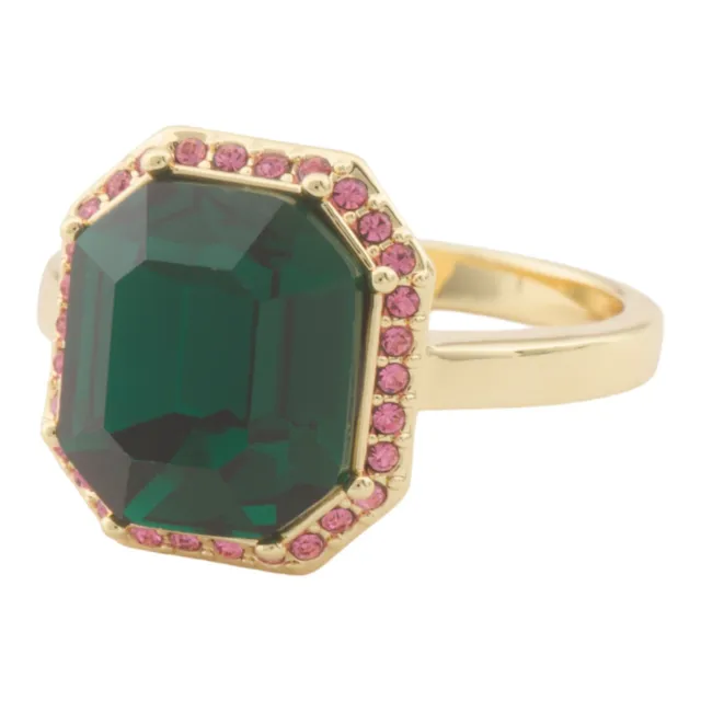 Gorjana 18K Gold Plated Lexi Emerald Octagon Cocktail Ring Gold Green Size 7