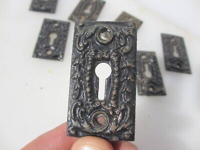 Vintage Cast Iron Door Keyhole Escutcheon Plate Hardware Antique Ornate -£8each