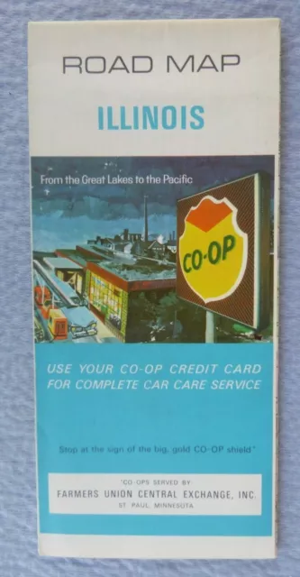 1971 Illinois  road map Farmers Union Central Exchange Co-Op  oil gas