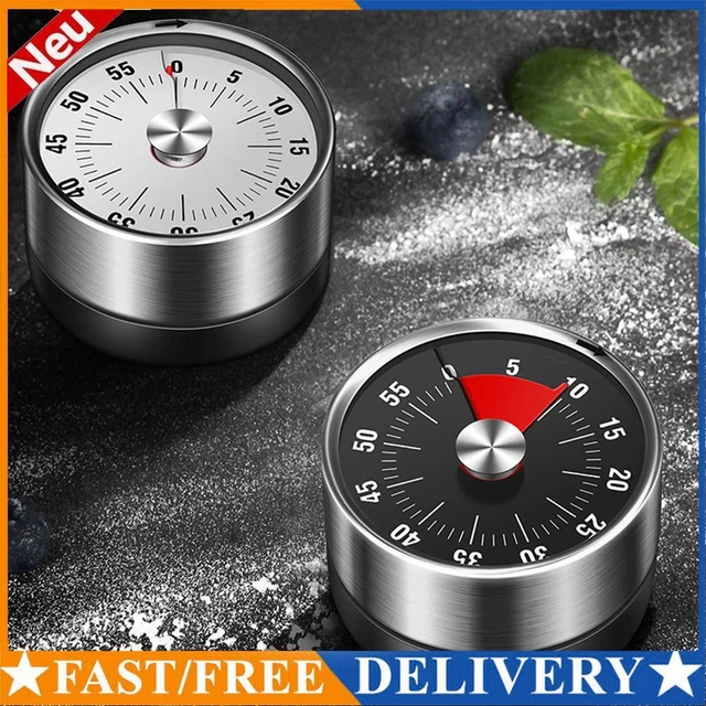 Timer Da Cucina Meccanico 60 Minuti – Senza Batterie, Squillo Forte E Chiaro, Design A Carica Per Cottura E Studio