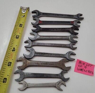 Ignition Wrenches Vintage Open end Wrench box  Combination offset mix lot of 9
