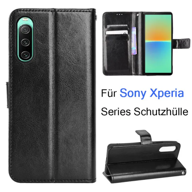 Leder Handyhülle Klapp Schale Etui Hülle Für Sony Xperia Series Schutzhülle