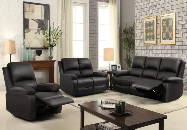 Reclining Luxury Leather Sofa Set In Brown Black Ivory Red Light Grey Dark Grey