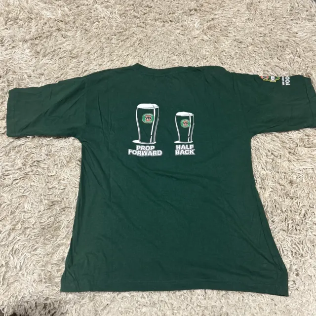 VB Victoria Bitter Men's T Shirt Green Cotton Sze L NRL VB Footy Squad Logo B001