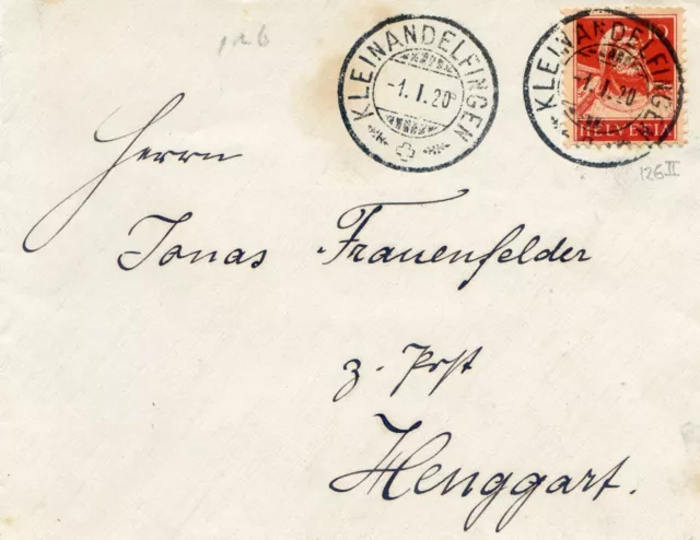 2 Mail von Kleinandelfingen 1920 1921 - Tellbrustbild 126II