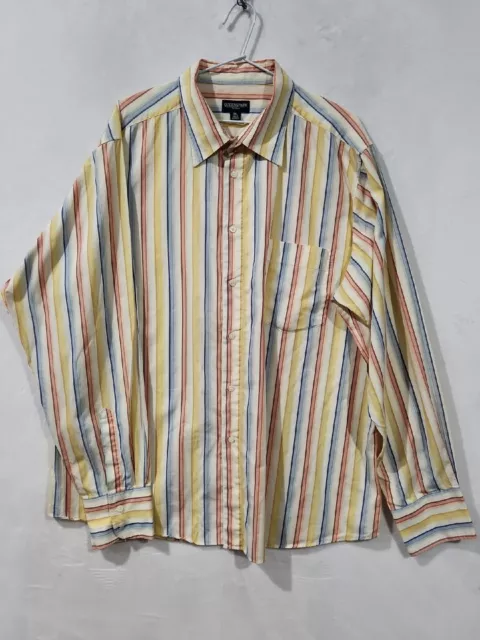 Queenspark Mens Dress Shirt L/Sleeve Striped Collar Buttonup Size XXL (1757)