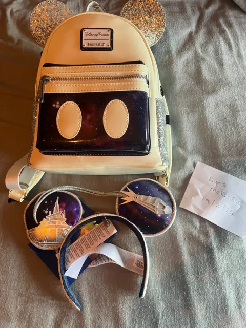 Loungefly Disney MMMA Space Mountain backpack  And Ears - Sticker Residue Damage