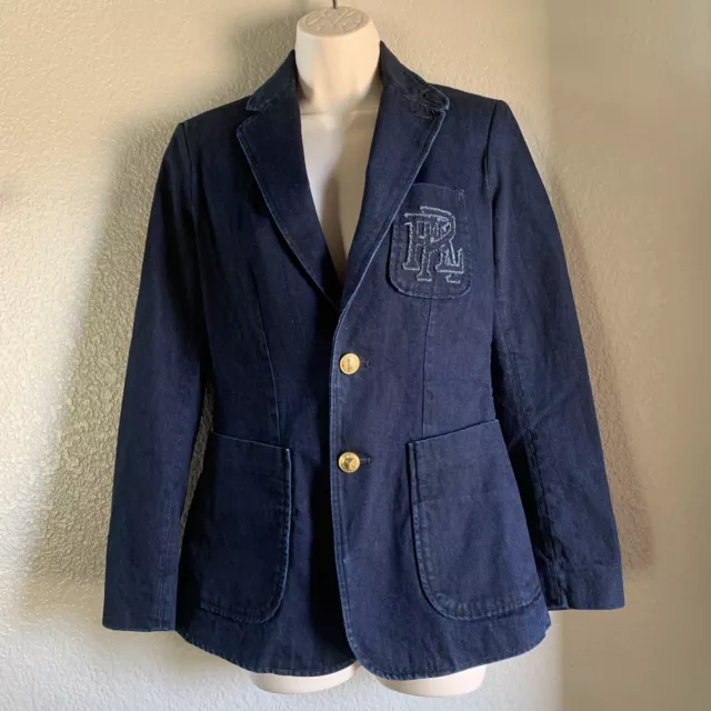 Women’s Polo Ralph Lauren Denim Blazer Jacket, Blue, Size 2