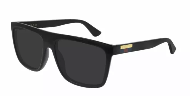 Gucci GG 0748S 001 Black/Gray Rectangle Men's Sunglasses