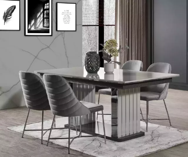 Mesa de comedor de lujo sillas comedor muebles de madera gris muebles completos 5 piezas
