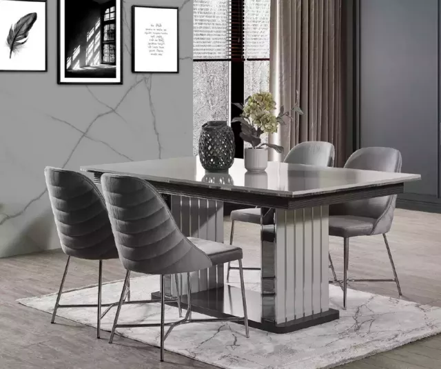 Tavolo da pranzo lusso sedie gruppo da pranzo mobili in legno grigio mobili completi 5 pezzi