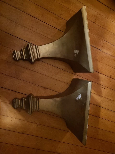 Vintage Pair Hollywood Regency Solid Brass Wall Bracket Shelf Sconce Heavy