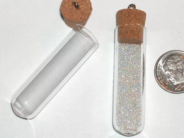 1pc Glass Large Mouth opening vial cork pendant charm oil ashes Bottle Findings 2