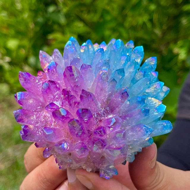 403G Rainbow FLAME AURA Quartz Plating TitaniumCrystal Cluster Healing 443