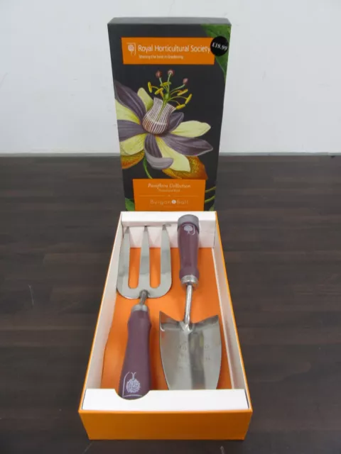 Burgon & Ball Passiflora Trowel and Fork Boxed Royal Horticultural Society