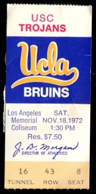 College Football Ticket UCLA Bruins 1972 11/18 USC Trojans
