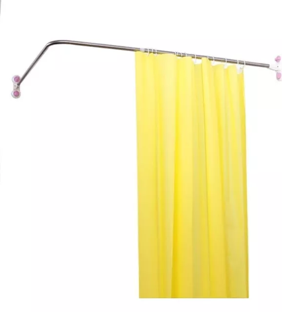 BAOYOUNI Curved Shower Curtain Rod Suction Cups L-Shaped Corner Bath Curtain...