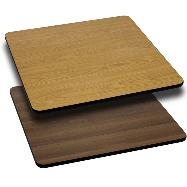 Square Tabletop with Reversible Laminate Top- 36inLx36inW Natural/Walnut