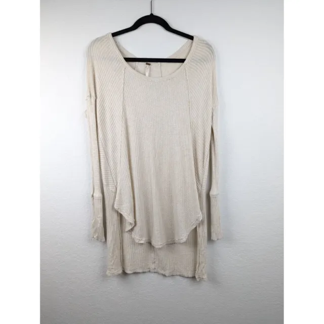 Free People Womens Ventura Thermal Size M Waffle Knit Tunic Top Long Sleeve